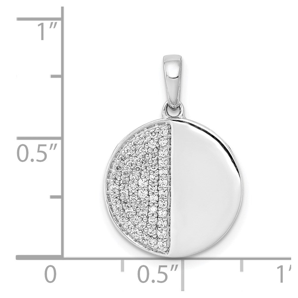 14K Weißgold Anhänger mit 0,25 ct. echten Diamanten, Fancy Halb-und-Halb-Kreis-Design