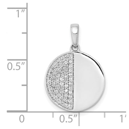 14K Weißgold Anhänger mit 0,25 ct. echten Diamanten, Fancy Halb-und-Halb-Kreis-Design