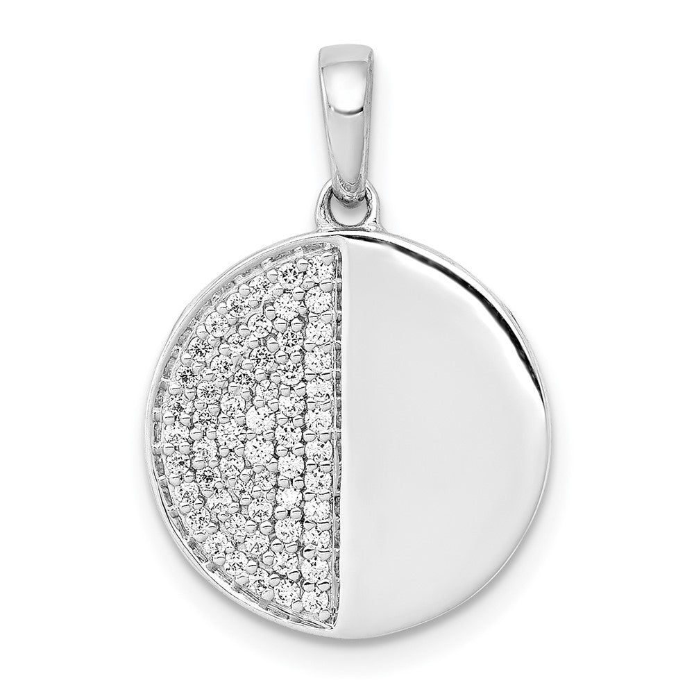 14K Weißgold Anhänger mit 0,25 ct. echten Diamanten, Fancy Halb-und-Halb-Kreis-Design