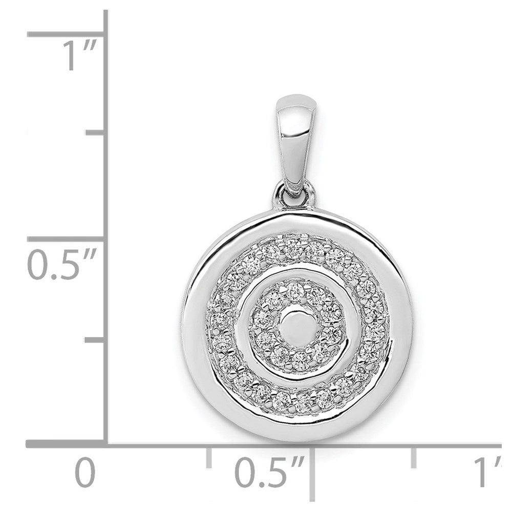 14K Weißgold Anhänger mit 0,25 ct. echten Diamanten, ausgefallenes Kreis-Design