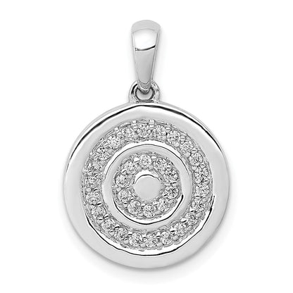 14K Weißgold Anhänger mit 0,25 ct. echten Diamanten, ausgefallenes Kreis-Design