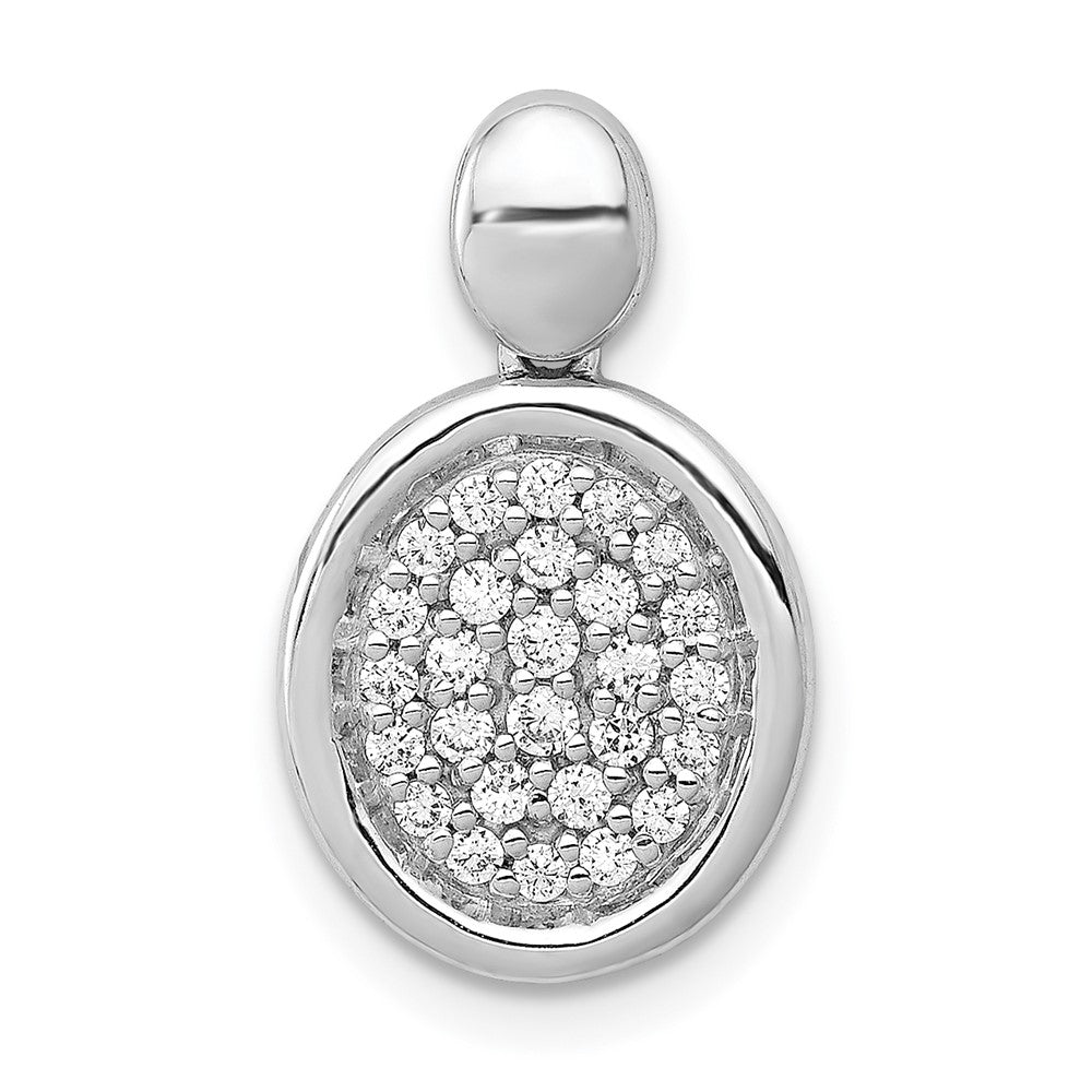 14K Weißgold Anhänger mit 0,25 ct. echten Diamanten, ovales Fantasie-Design