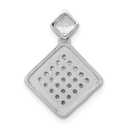 14K Weißgold Anhänger mit 0,25 ct. echtem Diamant, gekipptes Quadrat, Fancy-Design