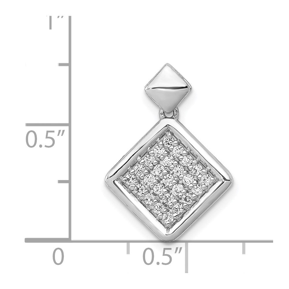14K Weißgold Anhänger mit 0,25 ct. echtem Diamant, gekipptes Quadrat, Fancy-Design
