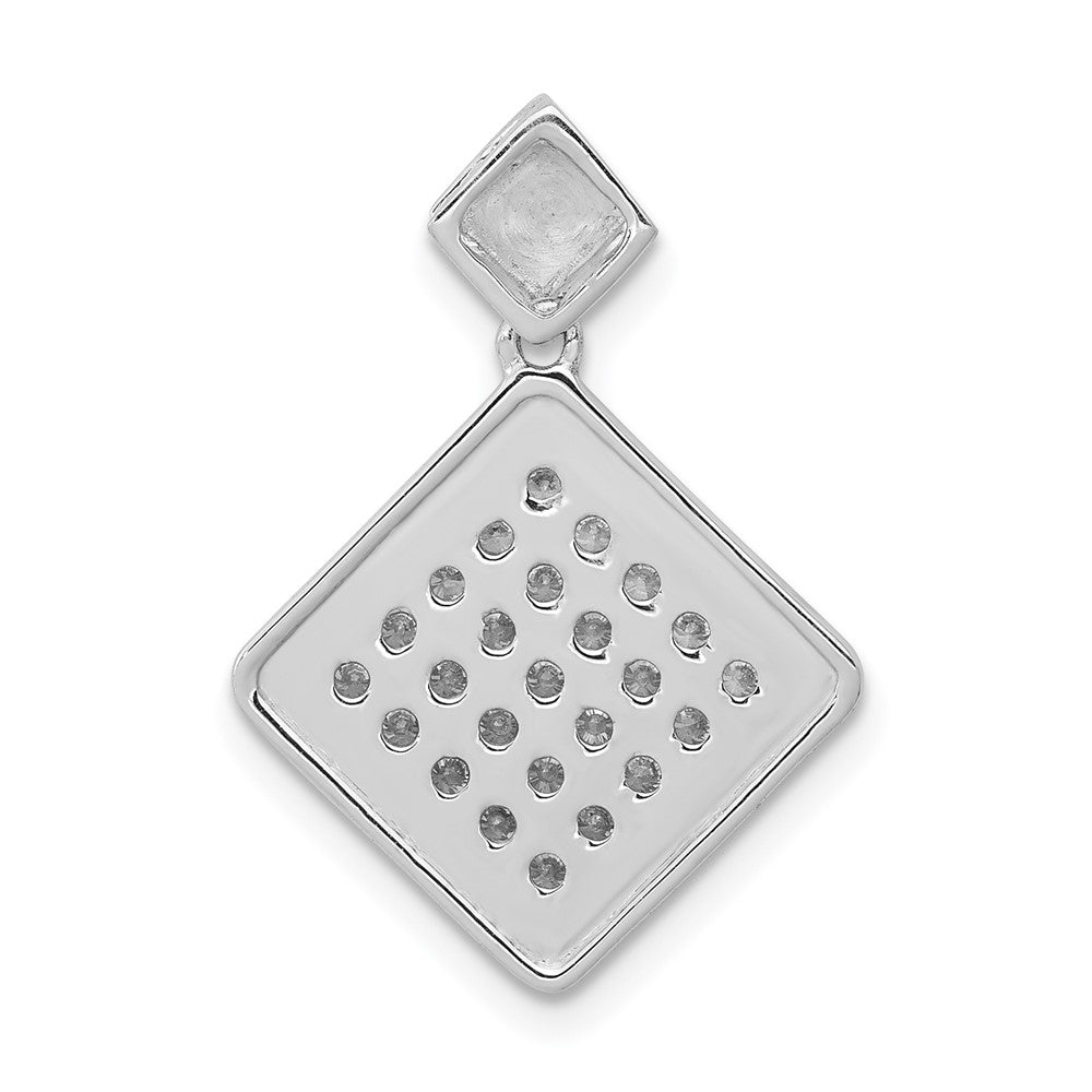 14K Weißgold Anhänger, ausgefallenes gekipptes Quadrat, mit 0,5 ct. echtem Diamant
