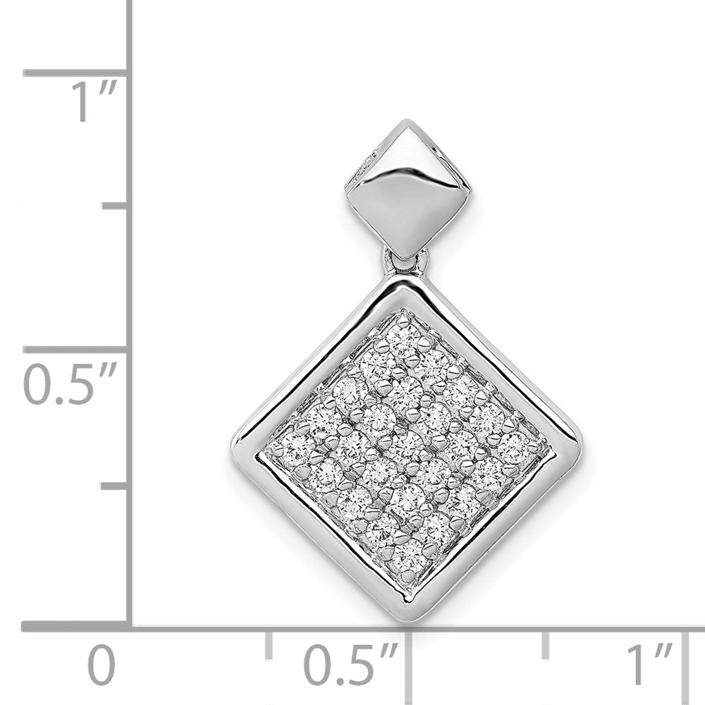 14K Weißgold Anhänger, ausgefallenes gekipptes Quadrat, mit 0,5 ct. echtem Diamant