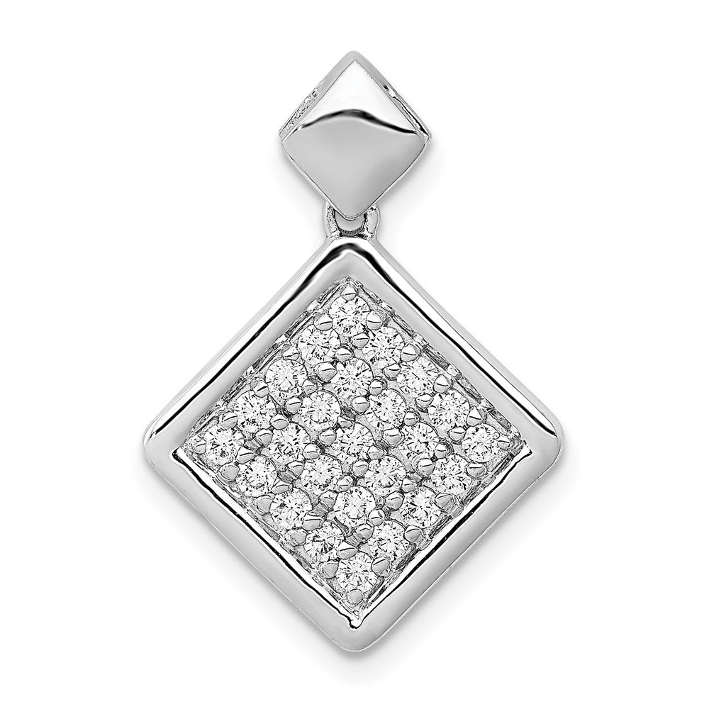 14K Weißgold Anhänger, ausgefallenes gekipptes Quadrat, mit 0,5 ct. echtem Diamant