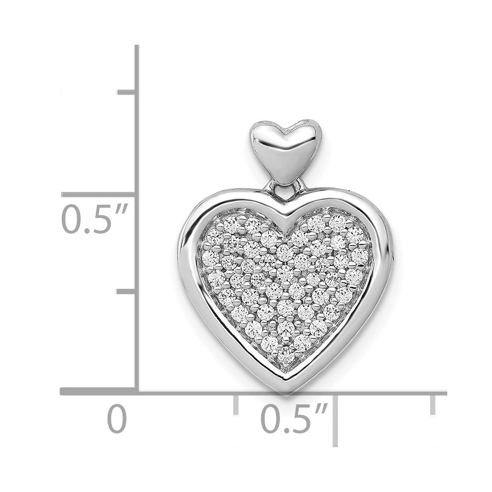 14K Weißgold Anhänger mit 0,25 ct. echtem Diamant, Fantasie-Herz mit Herz-Öse