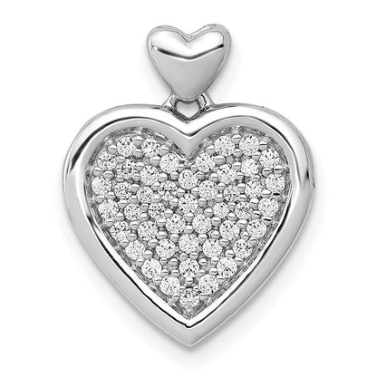 14K Weißgold Anhänger mit 0,25 ct. echtem Diamant, Fantasie-Herz mit Herz-Öse