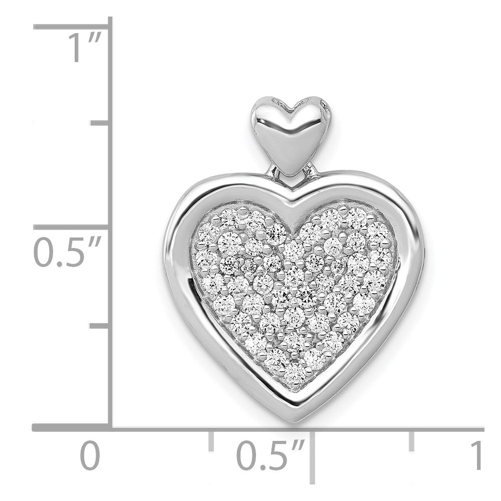 14K Weißgold Fancy-Herz-Anhänger mit 0,5 ct. echtem Diamant und Herz-Öse