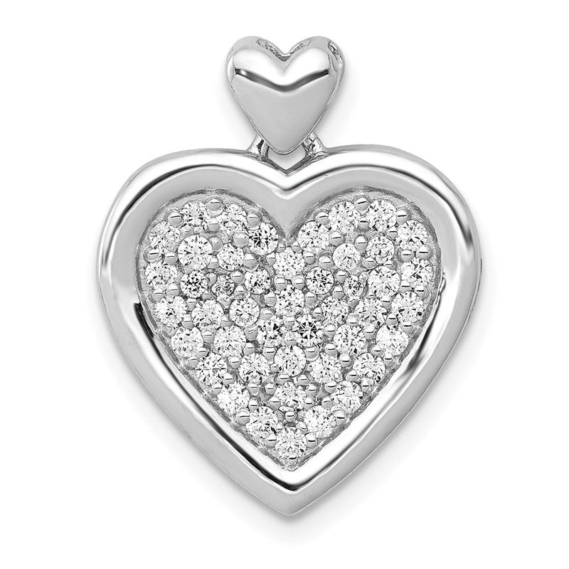14K Weißgold Fancy-Herz-Anhänger mit 0,5 ct. echtem Diamant und Herz-Öse