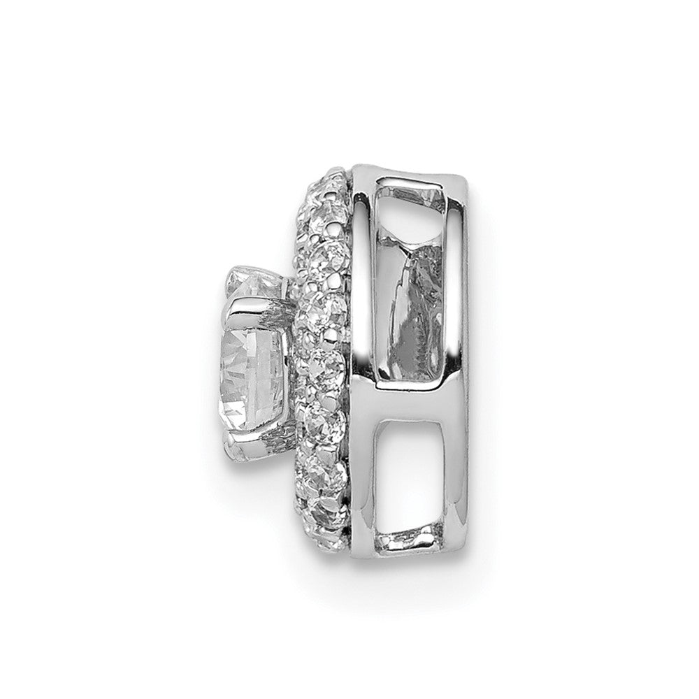 14K Weißgold 4.1mm Mittig 1/4ct. Echt Diamant Halbfassung Kette Anhänger