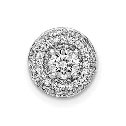 14K Weißgold 4.1mm Mittig 1/4ct. Echt Diamant Halbfassung Kette Anhänger