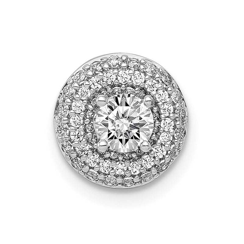 14K Weißgold 4.1mm Mittig 1/4ct. Echt Diamant Halbfassung Kette Anhänger