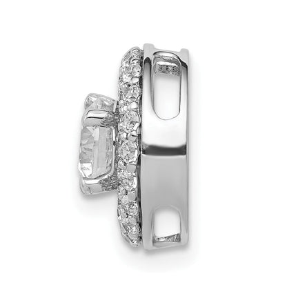 14K Weißgold 5.2mm Mittig 3/8ct. Echt Diamant Halbfassung Kette Anhänger