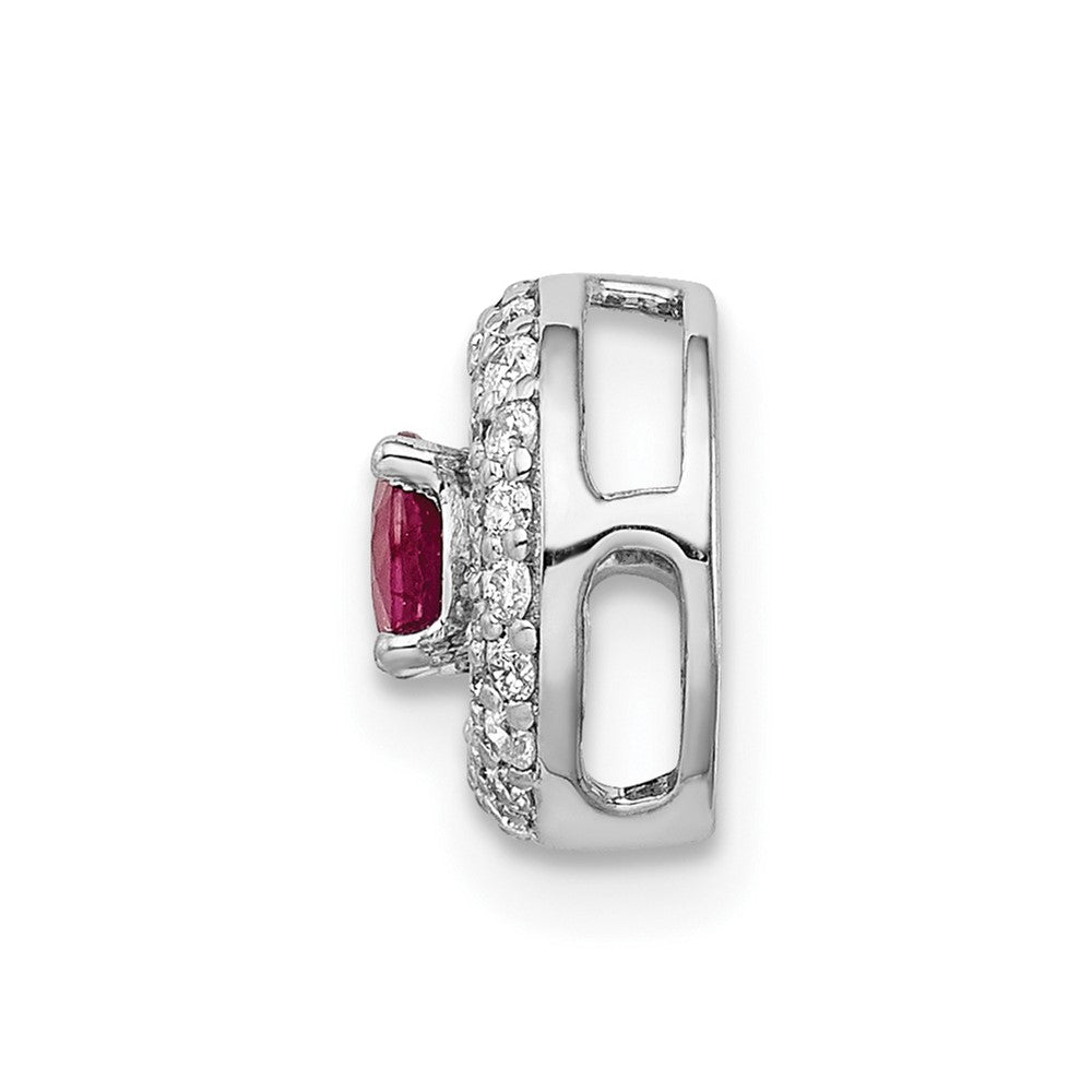 14K Weißgold 1/4ct. Echt Diamant Und.25 Rubin Kette Anhänger