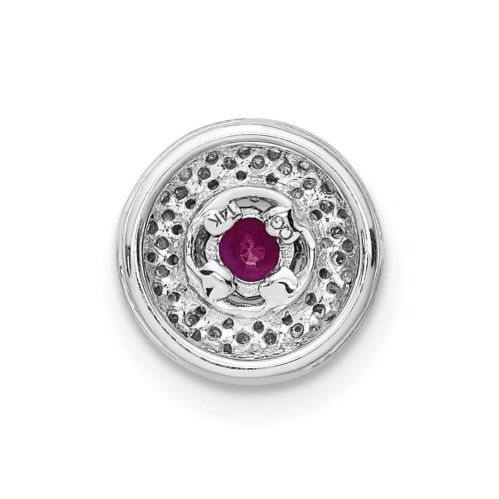 14K Weißgold 1/4ct. Echt Diamant Und.25 Rubin Kette Anhänger