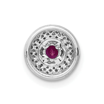 14K Weißgold 1/4ct. Echt Diamant Und.25 Rubin Kette Anhänger