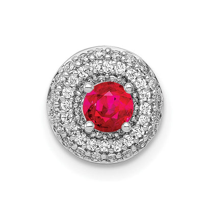 14K Weißgold 1/4ct. Echt Diamant Und.25 Rubin Kette Anhänger