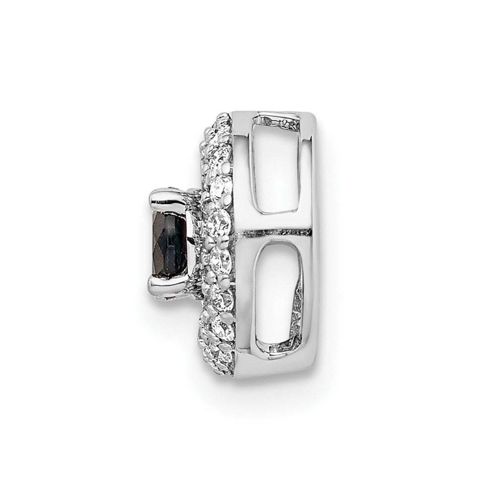 14K Weißgold 1/4ct. Echt Diamant Und.25 Saphir Kette Anhänger