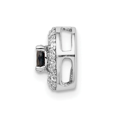 14K Weißgold 1/4ct. Echt Diamant Und.25 Saphir Kette Anhänger