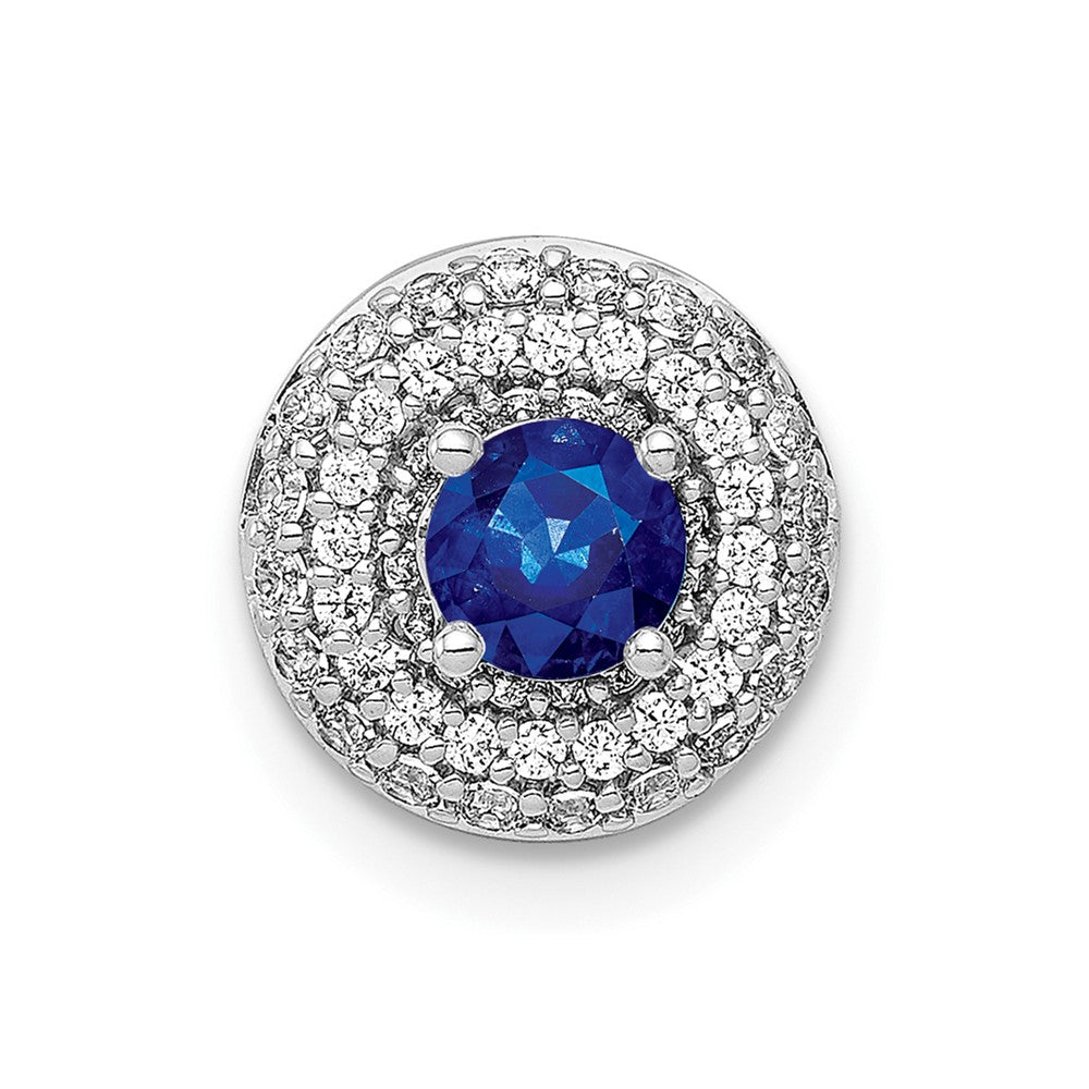 14K Weißgold 1/4ct. Echt Diamant Und.25 Saphir Kette Anhänger