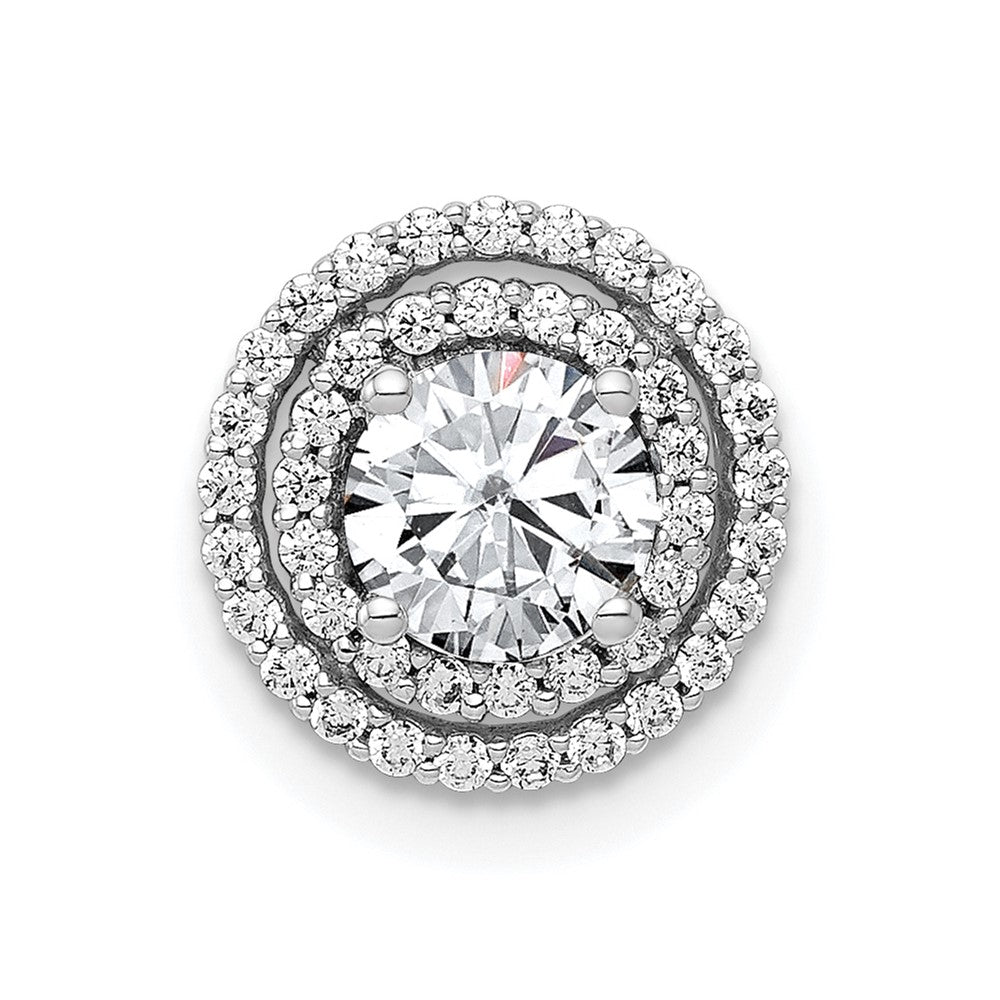 14K Weißgold 5.2mm Mittig 1/5ct. Echt Diamant Halbfassung Kette Anhänger