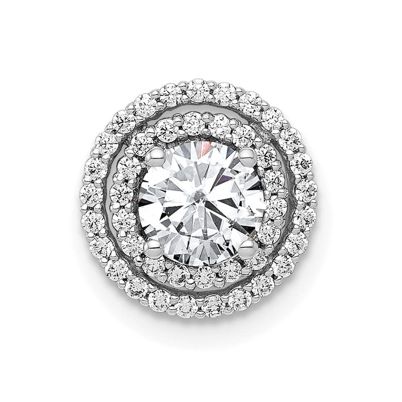 14K Weißgold 5.2mm Mittig 1/5ct. Echt Diamant Halbfassung Kette Anhänger
