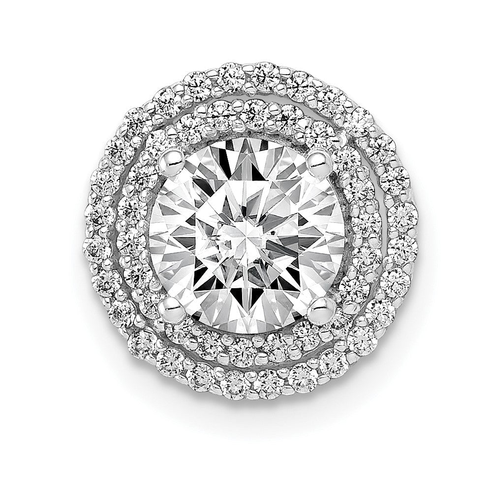 14K Weißgold 6.5mm Mittig 1/4ct. Echt Diamant Halbfassung Kette Anhänger
