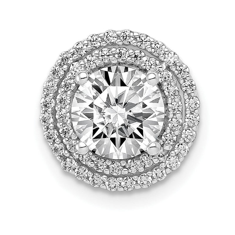 14K Weißgold 6.5mm Mittig 1/4ct. Echt Diamant Halbfassung Kette Anhänger