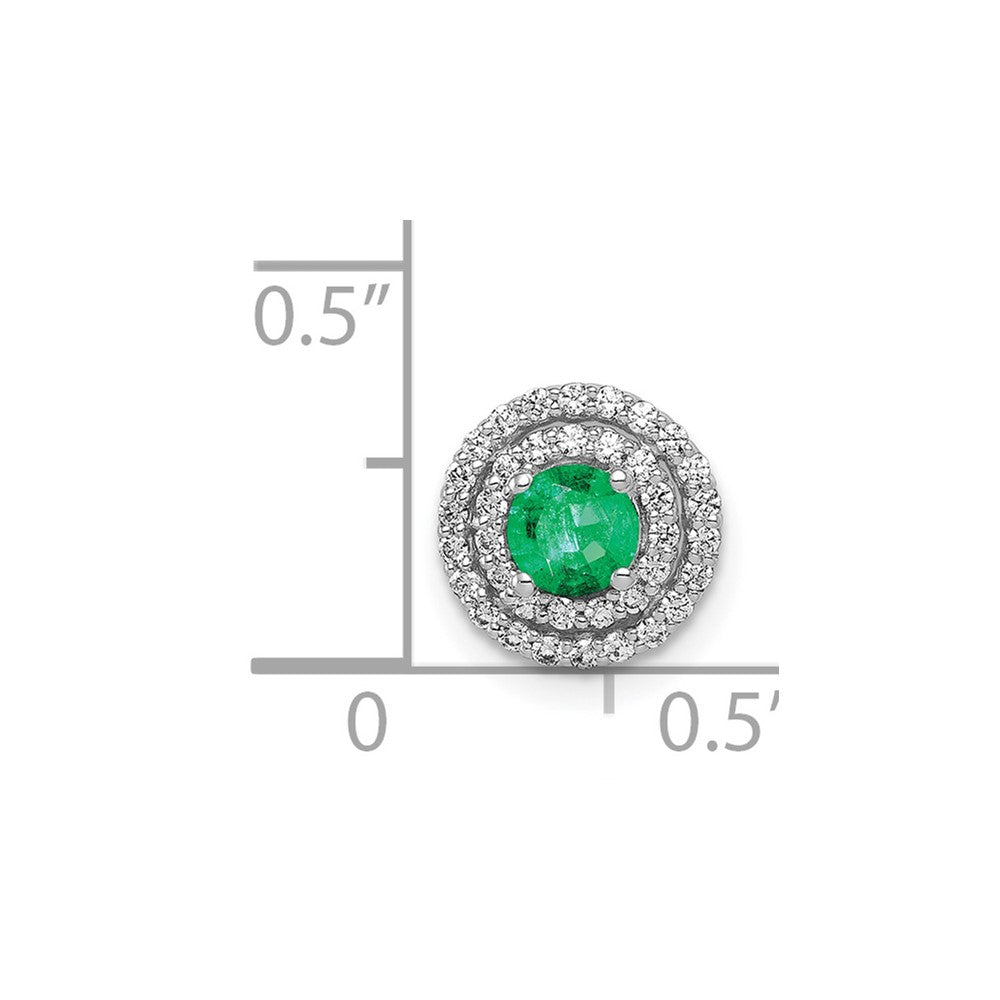 14K Weißgold Heiligenschein 1/5ct. Echt Diamant &.25 Smaragd Kette Anhänger