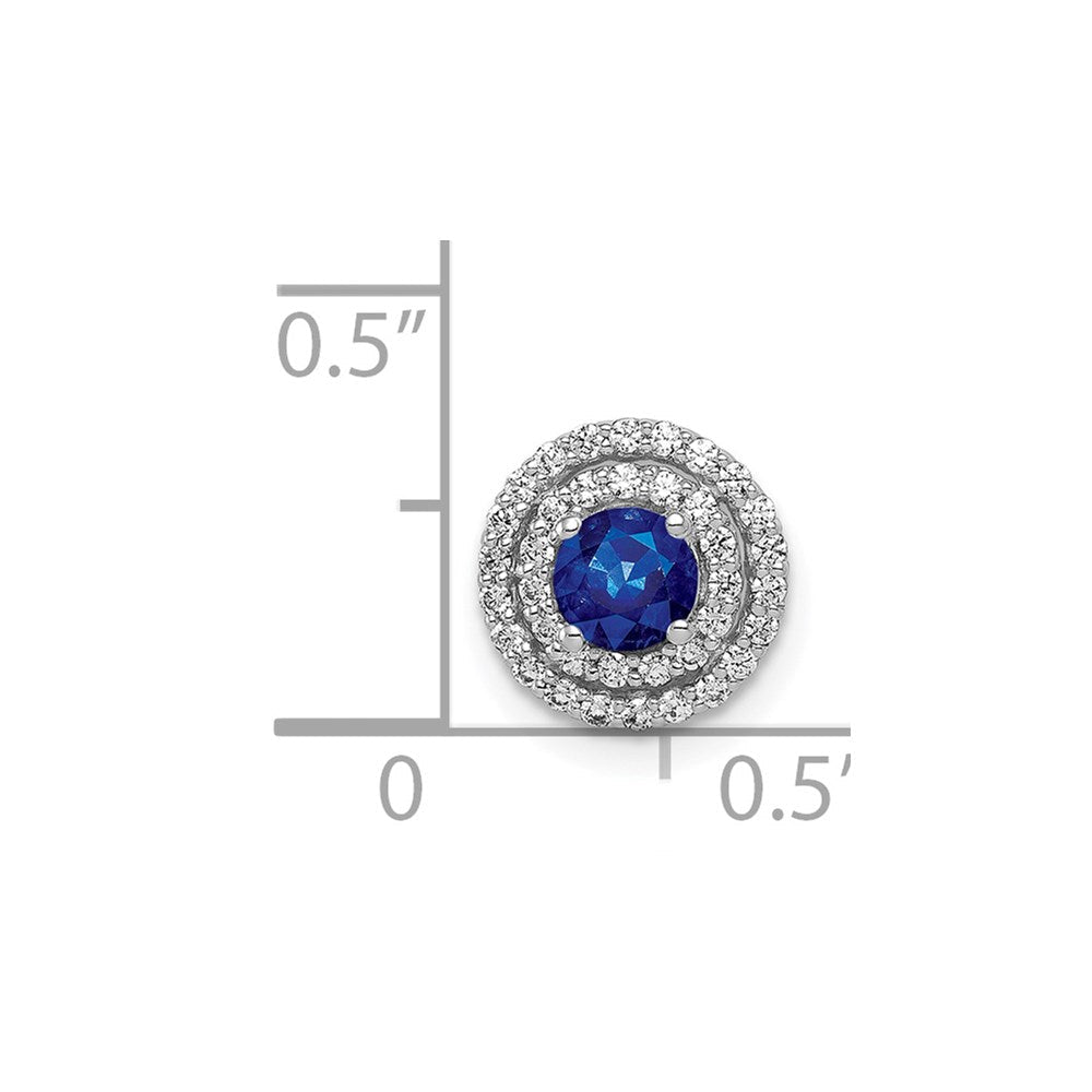 14K Weißgold 1/5ct. Echt Diamant Und.25 Saphir Kette Anhänger
