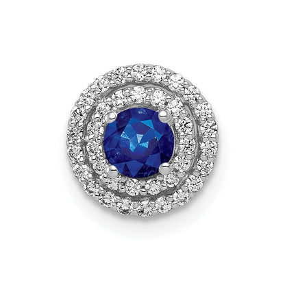 14K Weißgold 1/5ct. Echt Diamant Und.25 Saphir Kette Anhänger