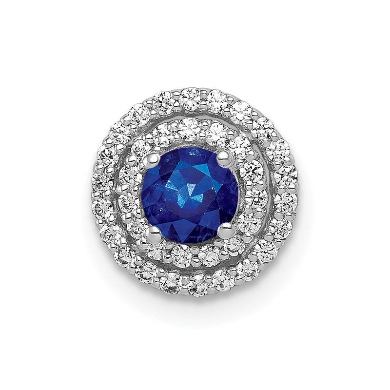 14K Weißgold 1/5ct. Echt Diamant Und.25 Saphir Kette Anhänger
