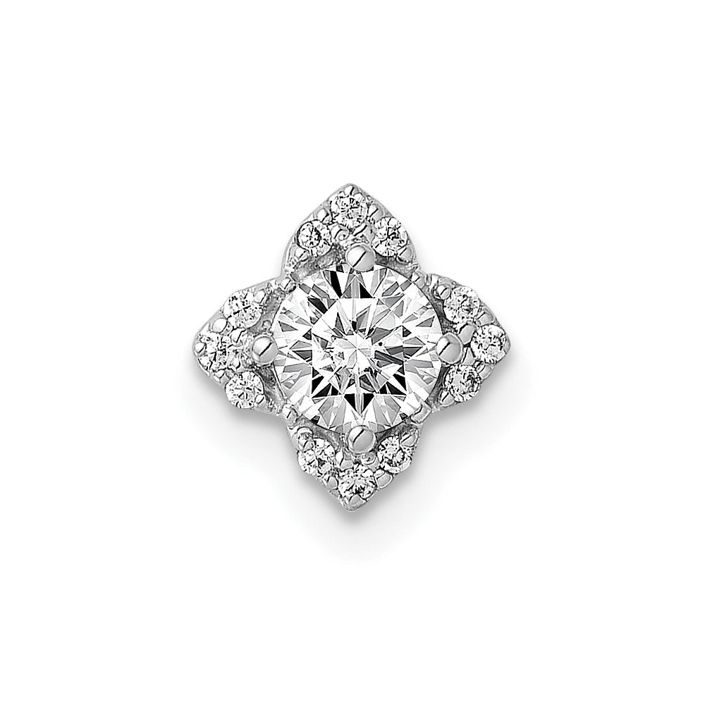 14K Weißgold Semi-Mount-Anhänger mit 4,1 mm Zentrum und 0,05 ct. echtem Diamant