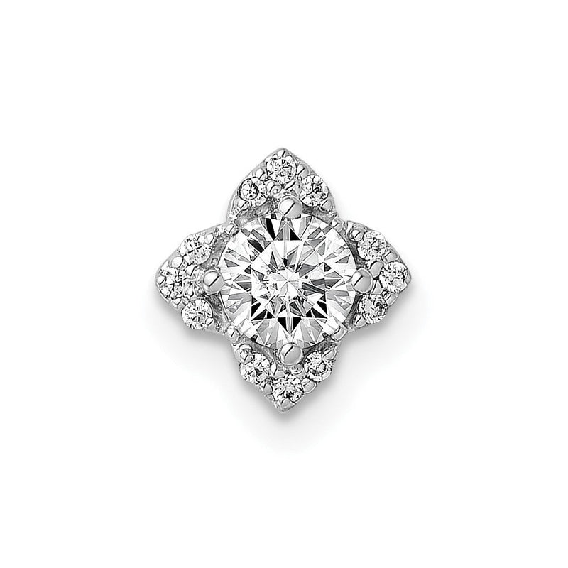14K Weißgold Semi-Mount-Anhänger mit 4,1 mm Zentrum und 0,05 ct. echtem Diamant