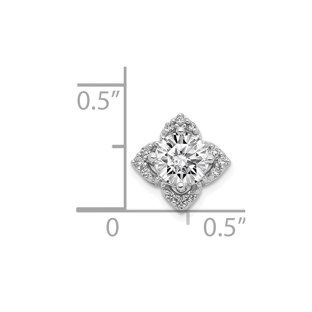 14K Weißgold 5,2 mm Center 0,05 ct. Echter Diamant Semi-Mount-Anhänger