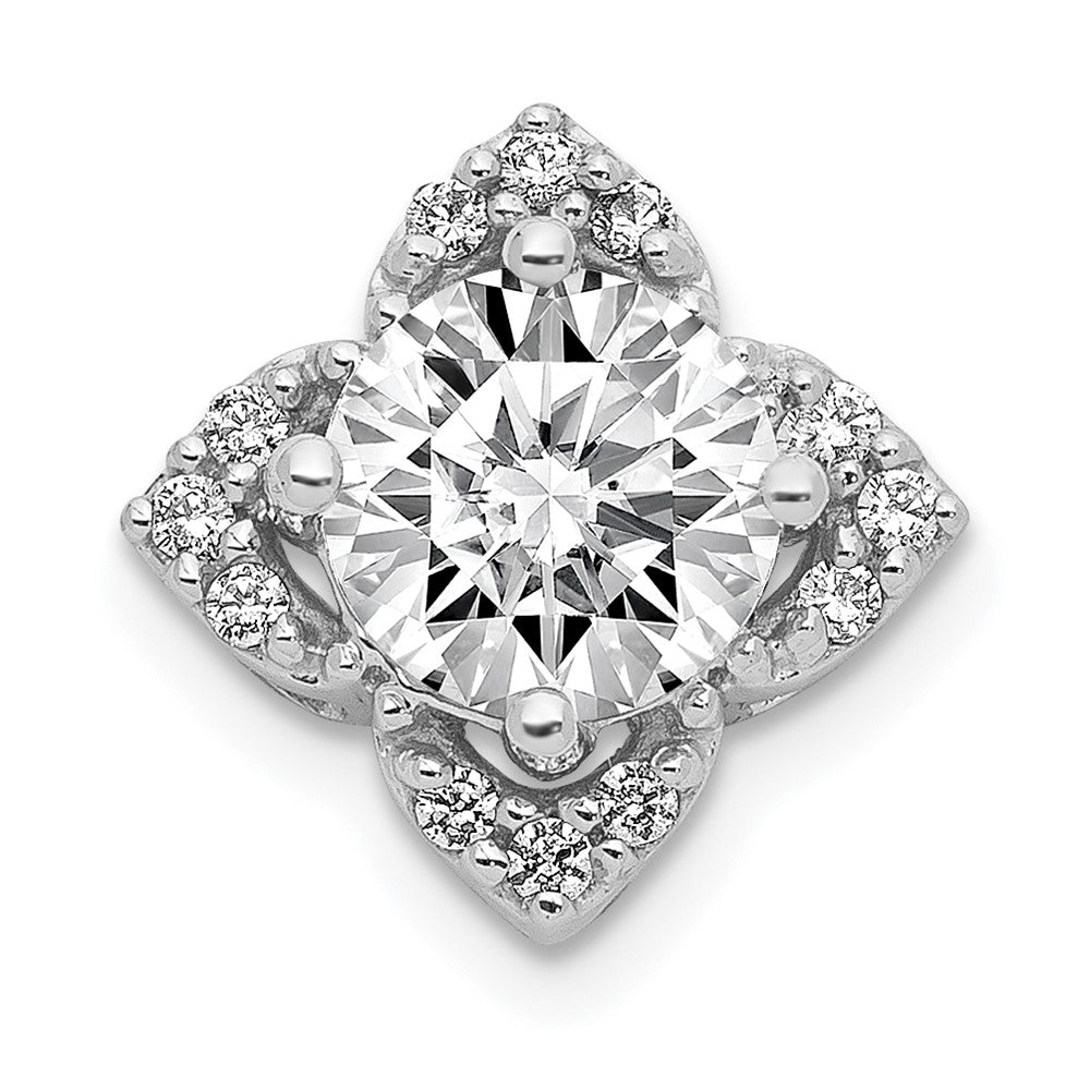 14K Weißgold 5,2 mm Center 0,05 ct. Echter Diamant Semi-Mount-Anhänger