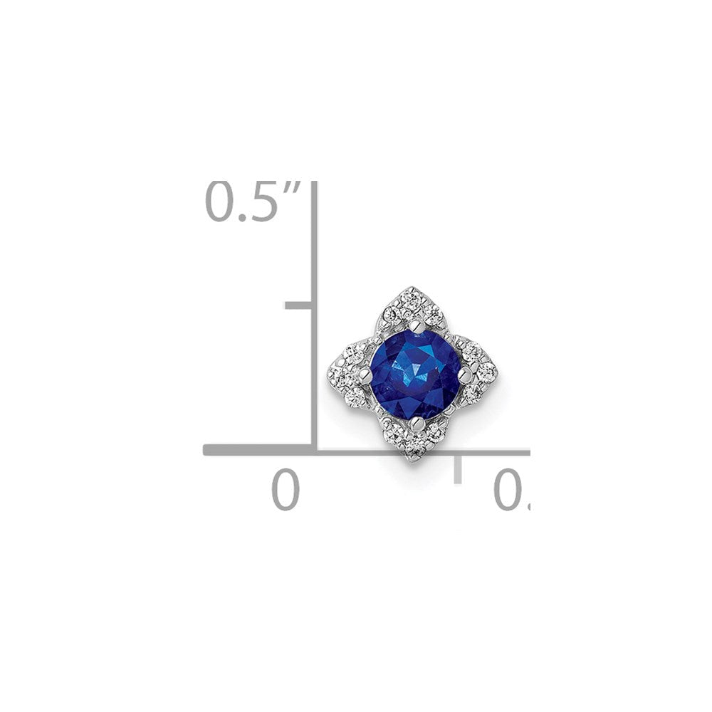 Anhänger aus 14K Weißgold mit echtem Diamant und Saphir