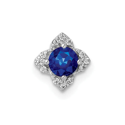 Anhänger aus 14K Weißgold mit echtem Diamant und Saphir