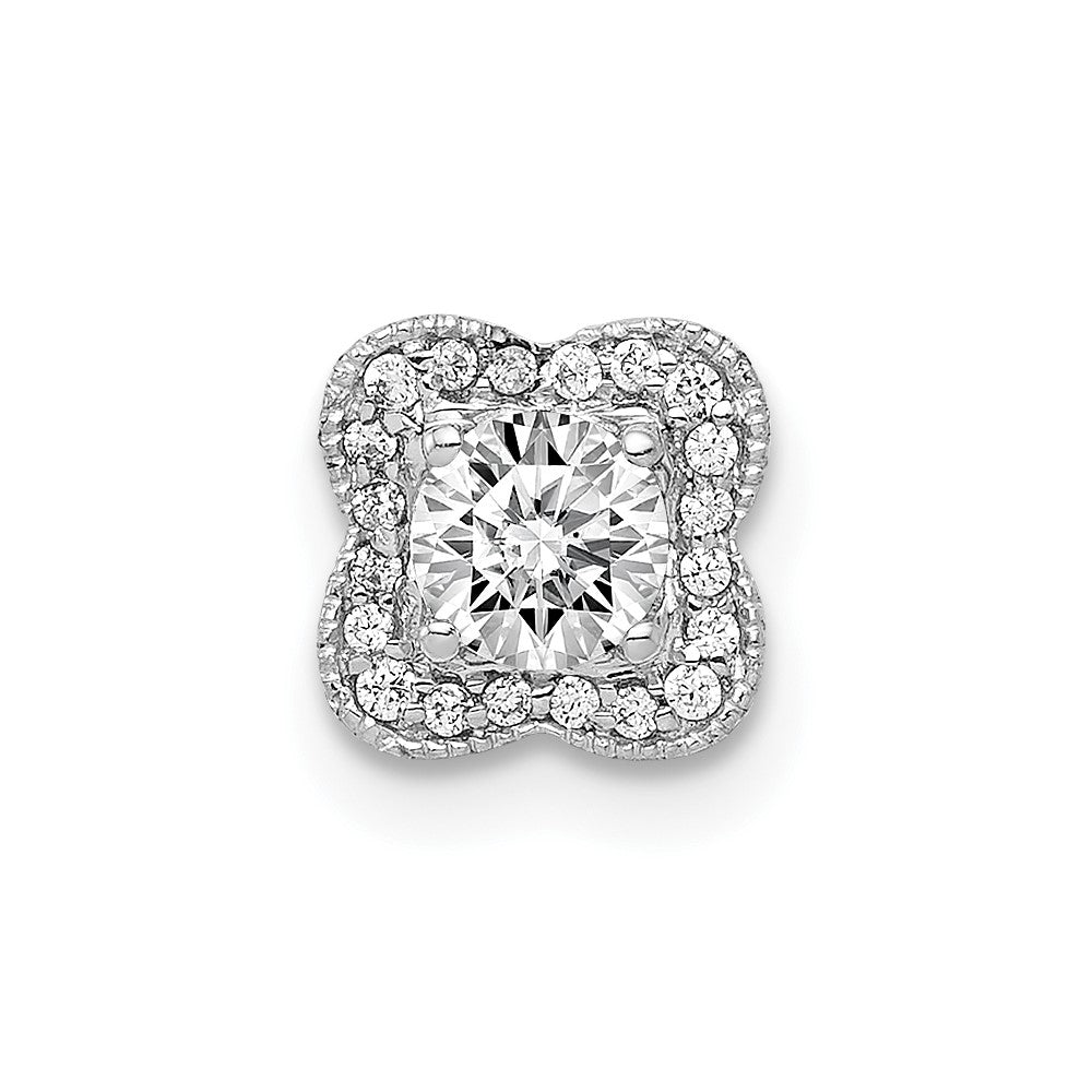 14k Weißgold 4,1mm Center 1/15ct. Real Diamant Semi-mount Pendant