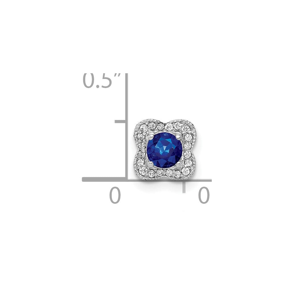 14K Weißgold 1/15ct. Echt Diamant und Saphir Kette Anhänger