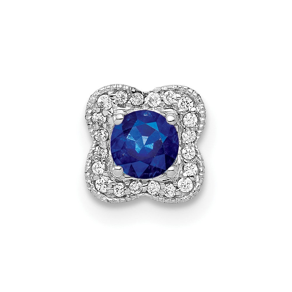 14K Weißgold 1/15ct. Echt Diamant und Saphir Kette Anhänger