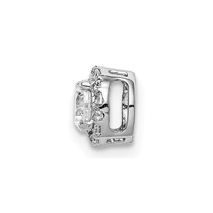14K Weißgold 4.1mm Mittig 1/20ct. Echt Diamant Halbfassung Kette Anhänger