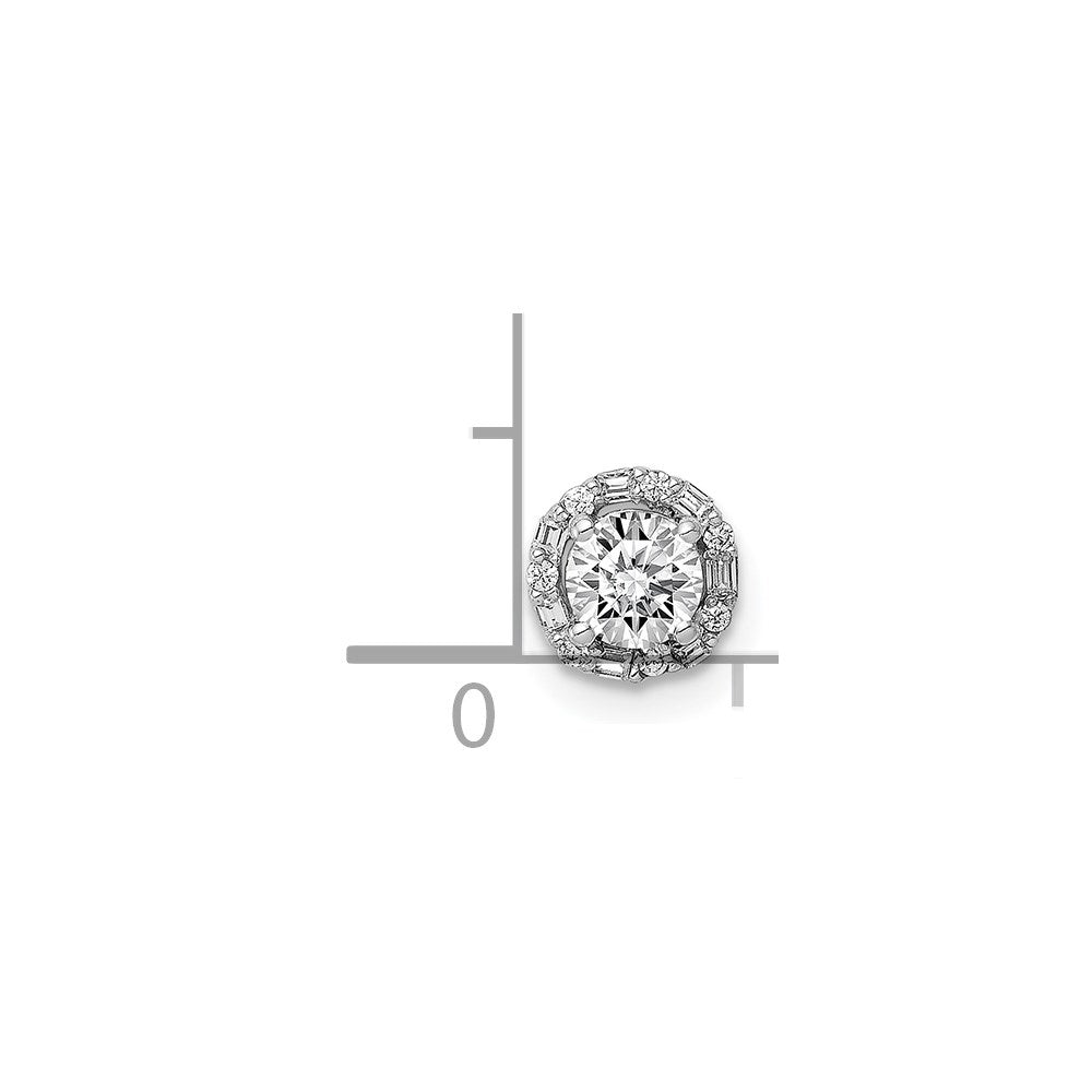 14K Weißgold 4.1mm Mittig 1/20ct. Echt Diamant Halbfassung Kette Anhänger