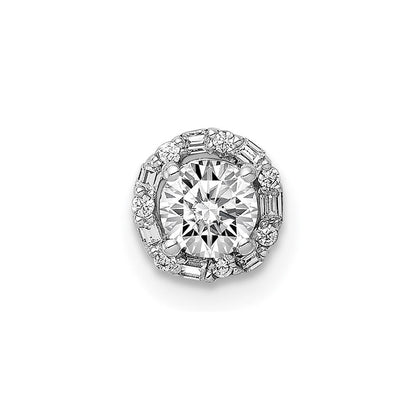 14K Weißgold 4.1mm Mittig 1/20ct. Echt Diamant Halbfassung Kette Anhänger