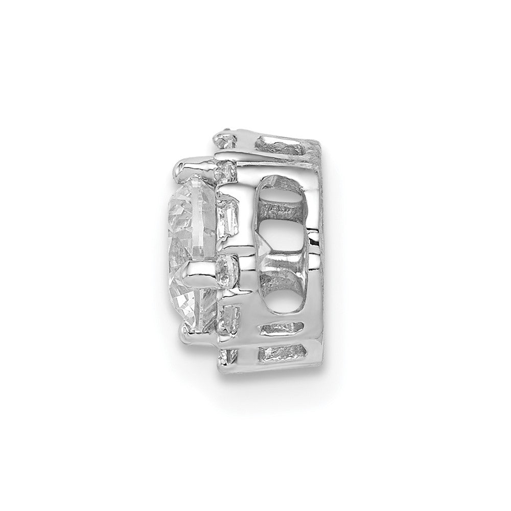 14K Weißgold 5.2mm Mittig 1/10ct. Echt Diamant Halbfassung Kette Anhänger