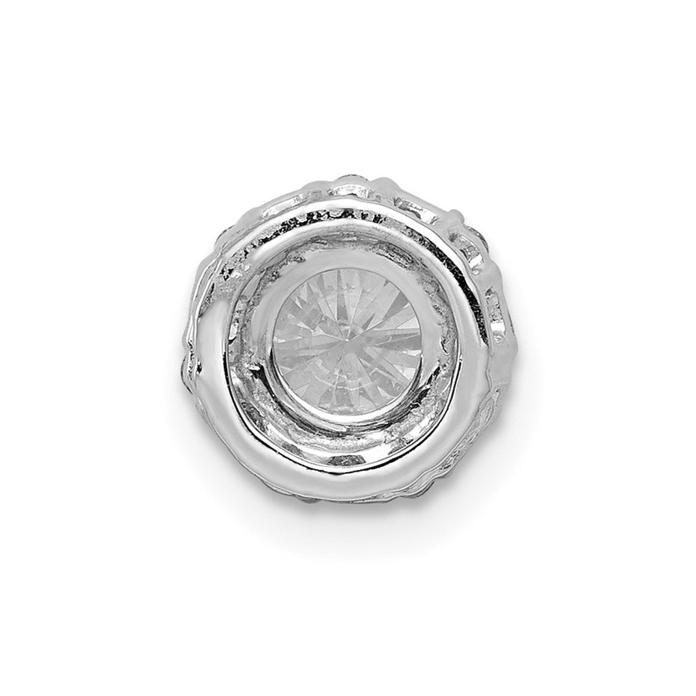 14K Weißgold 5.2mm Mittig 1/10ct. Echt Diamant Halbfassung Kette Anhänger