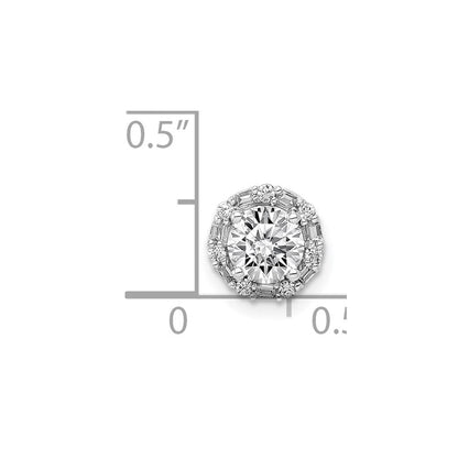 14K Weißgold 5.2mm Mittig 1/10ct. Echt Diamant Halbfassung Kette Anhänger