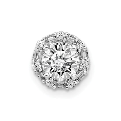 14K Weißgold 5.2mm Mittig 1/10ct. Echt Diamant Halbfassung Kette Anhänger